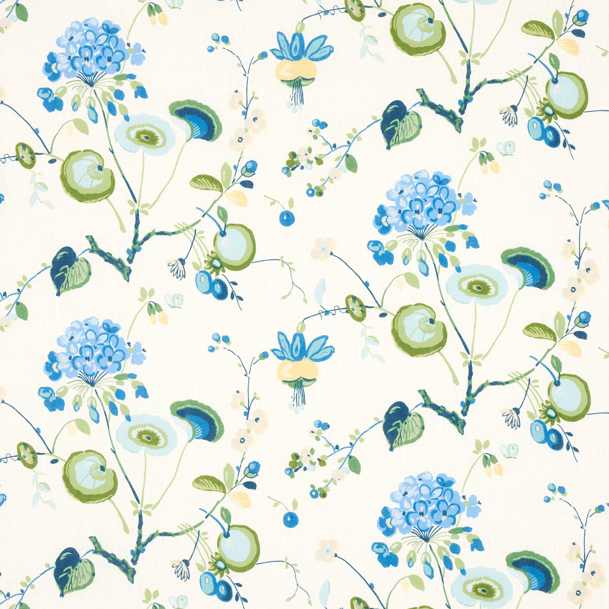 Select 180081 Vasily Linen Green And Blue by Schumacher Fabric