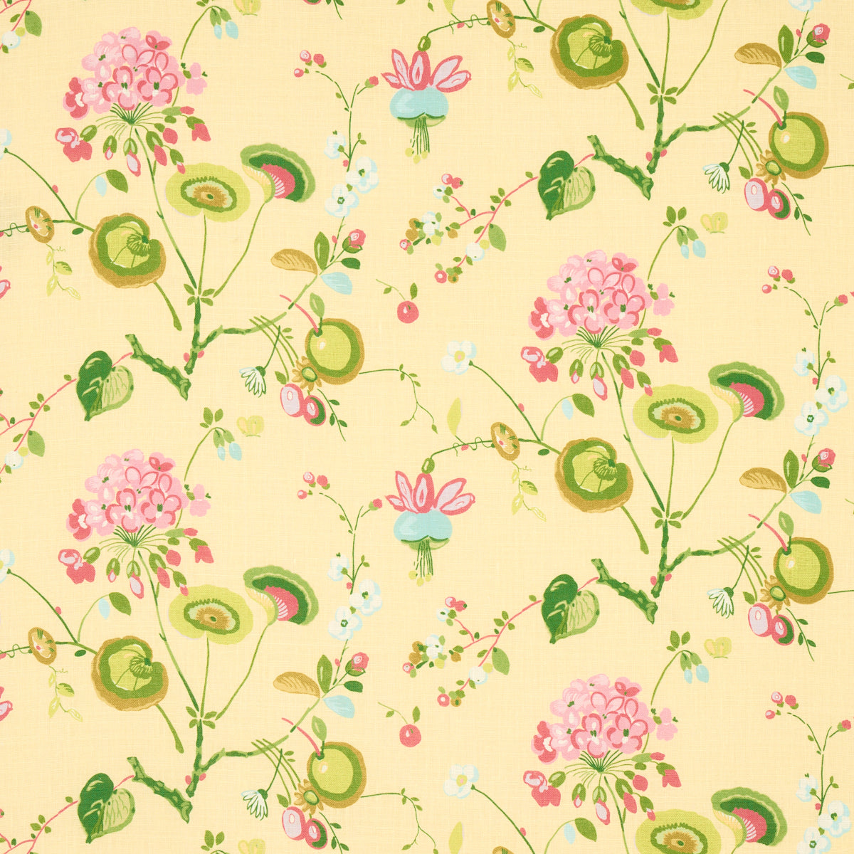 Acquire 180082 Vasily Linen Green And Yellow by Schumacher Fabric