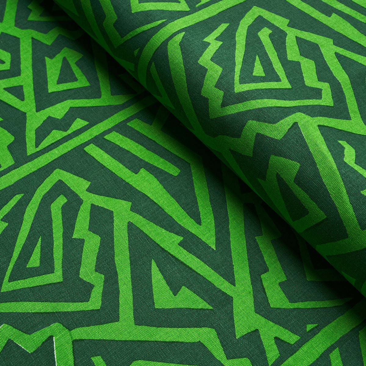 Purchase 180323 | Jagged Maze, Green - Schumacher Fabric