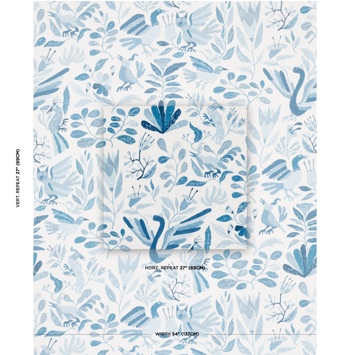 Purchase 180851 | Azulejos, Blue Birds - Schumacher Fabric