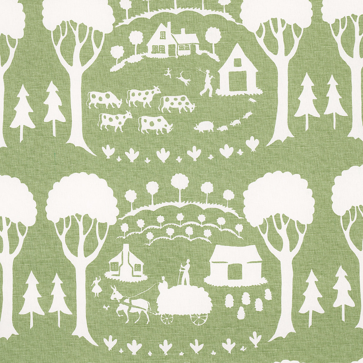 Purchase 180880 Farm Scene, Green by Schumacher Fabric