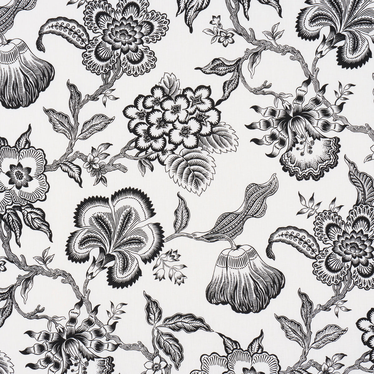Purchase 181482 | Hothouse Flowers Silhouette, Black & White - Schumacher Fabric