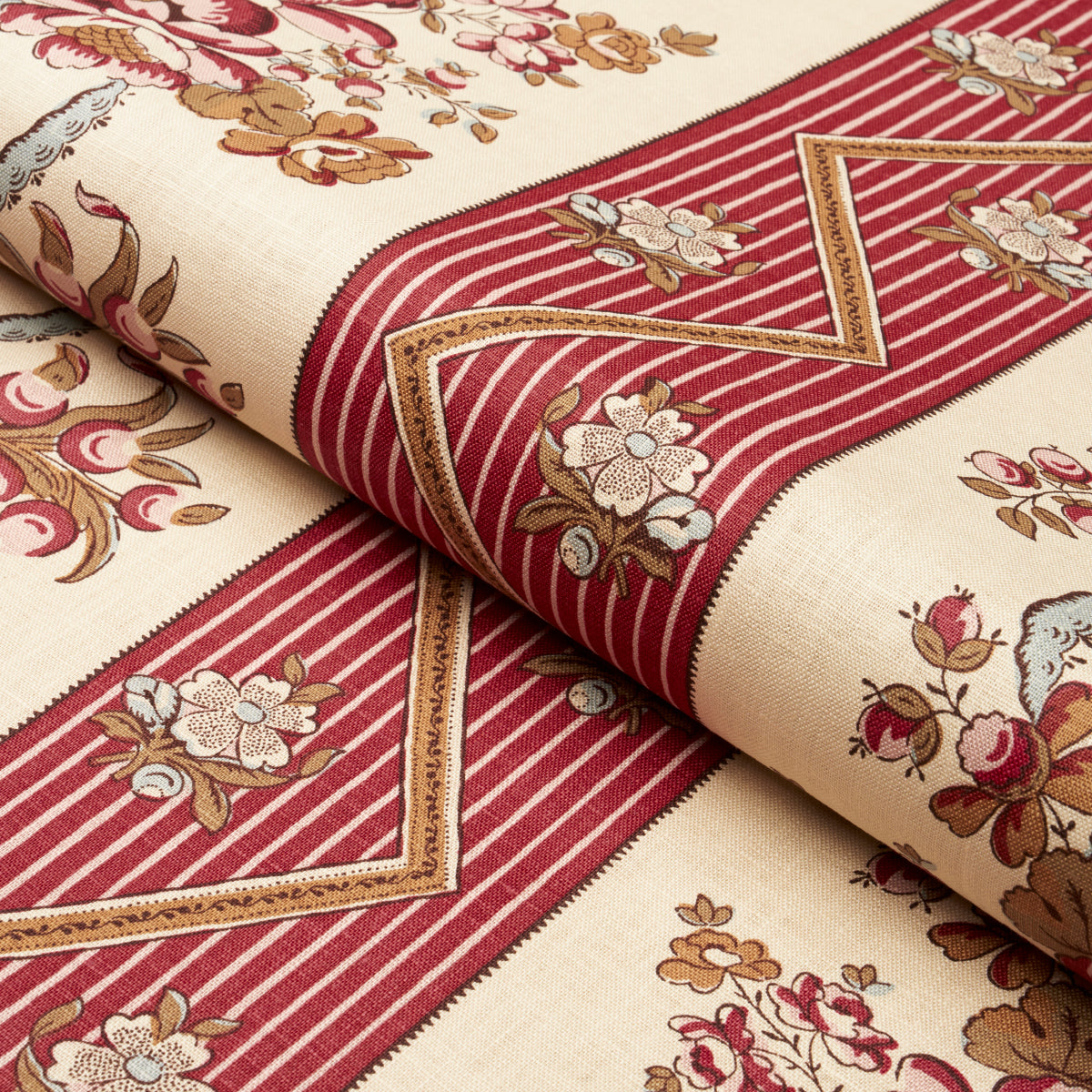 Purchase 181740 | Sylvain Floral Stripe, Rouge - Schumacher Fabric