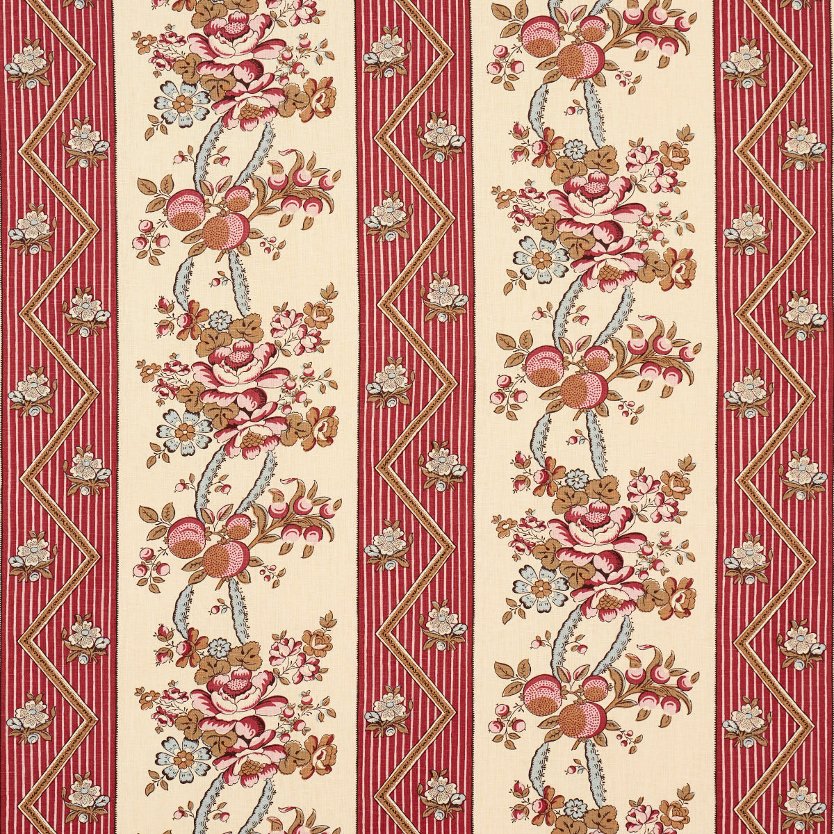 Purchase 181740 | Sylvain Floral Stripe, Rouge - Schumacher Fabric