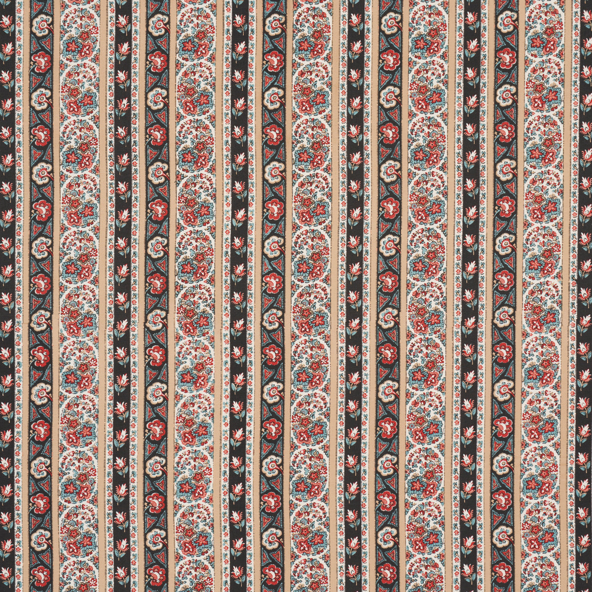 Purchase 181750 | Ines Paisley, Rouge & Noir - Schumacher Fabric