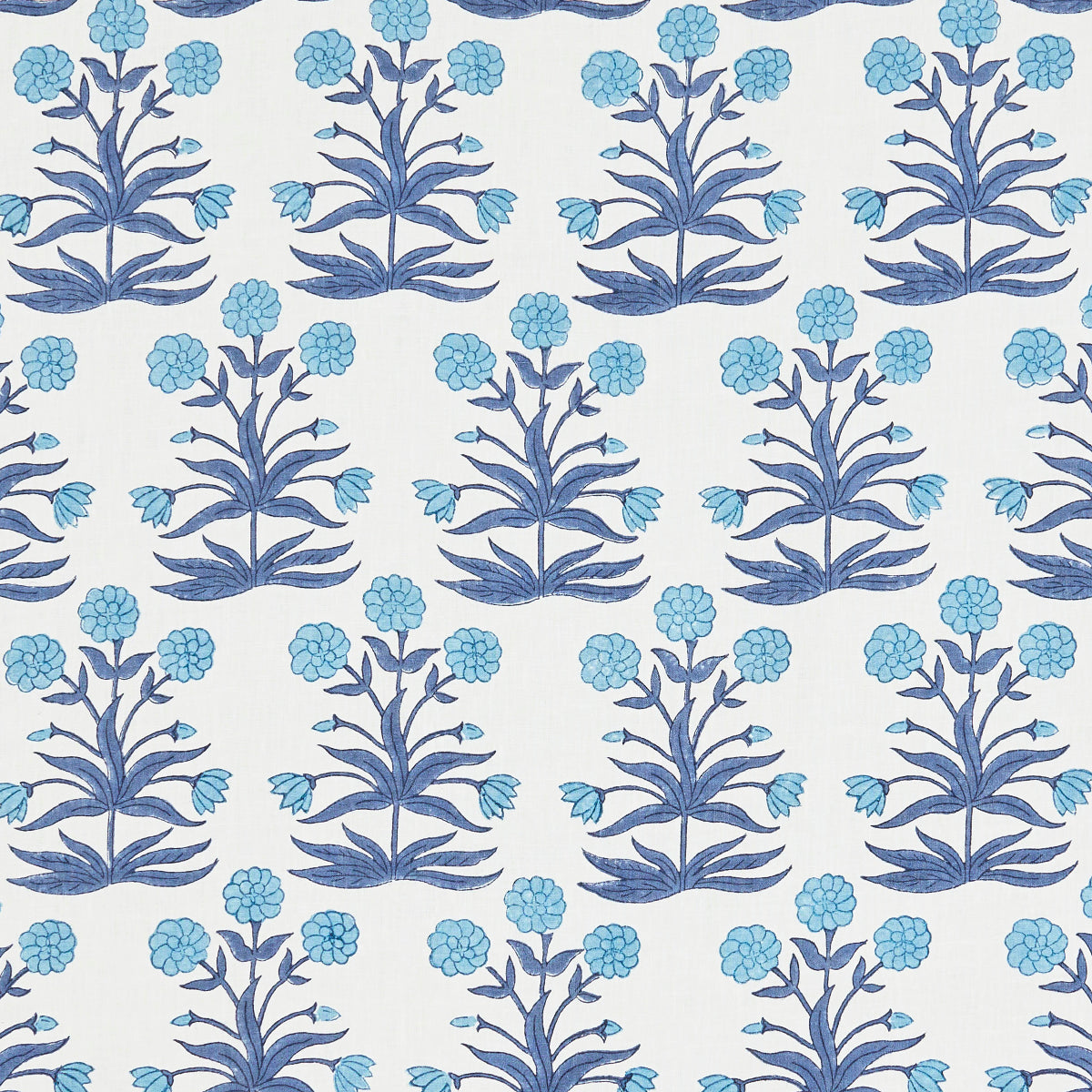 Purchase 181781 | Mughal Hand Block Print, Sky Indigo - Schumacher Fabric
