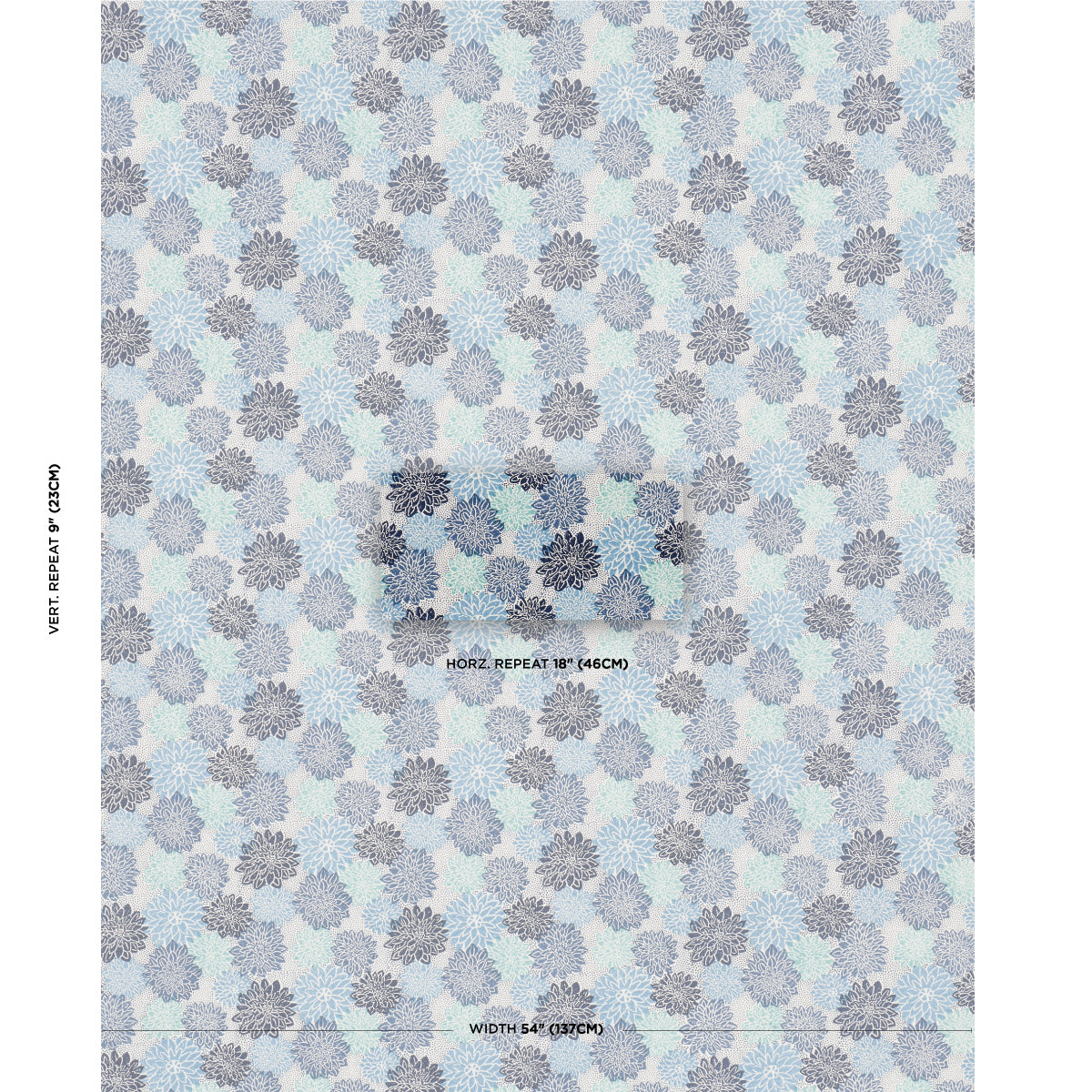 Purchase 181800 | Dahlia Hand Block Print, Blues - Schumacher Fabric