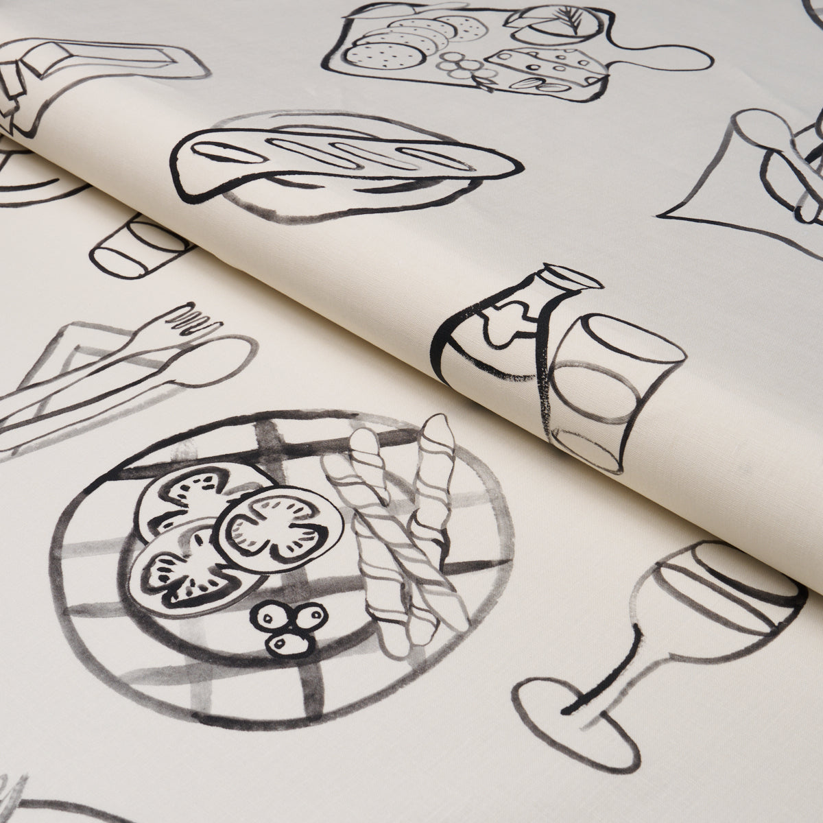 Purchase 182510 | Pique-Nique, Black On Ivory - Schumacher Fabric