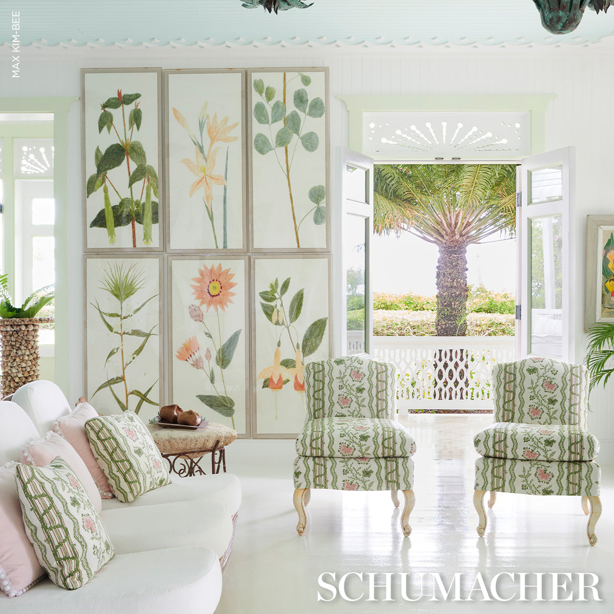 Purchase 182711 | Parvati Floral Stripe, Petal - Schumacher Fabric