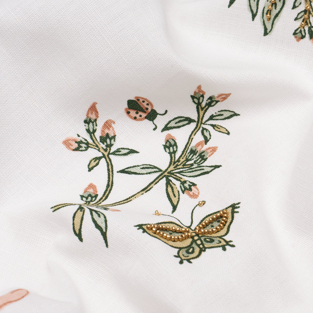 Purchase 183110 | Jeter Des Fleurs Beaded Print, Moss Phlox - Schumacher Fabric