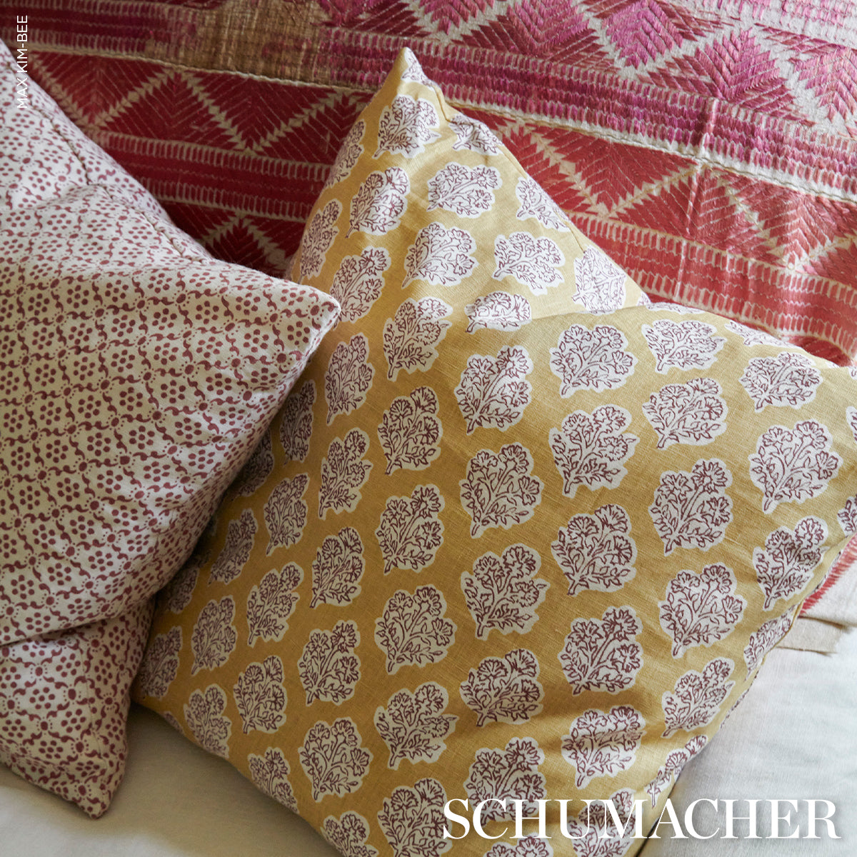 Purchase 183271 | Manali Hand-Print, Red & Mustard - Schumacher Fabric