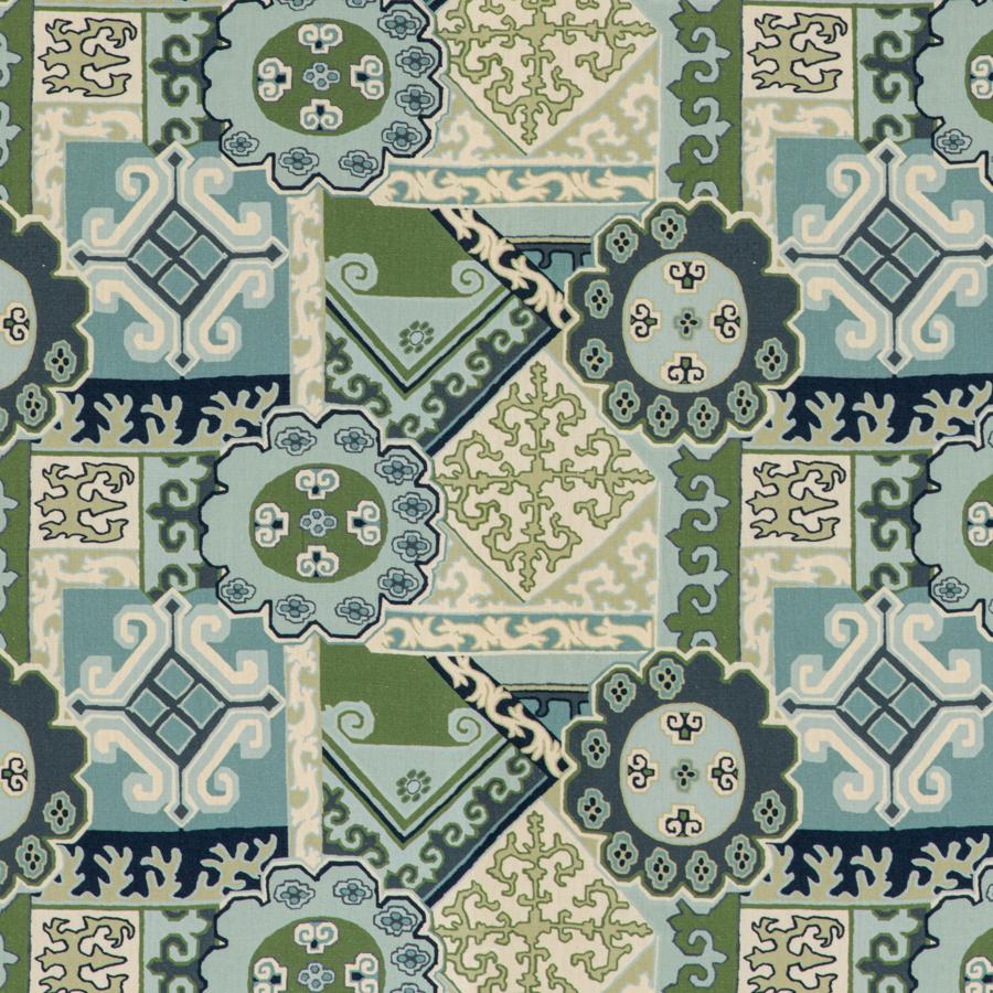Sample 2020193.1353.0 Batangas Print, Aqua Leaf by Lee Jofa Fabric