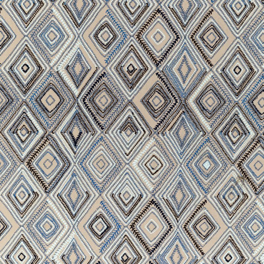 Sample 2020208.505.0 Bowen Embroidery, Denim by Lee Jofa Fabric
