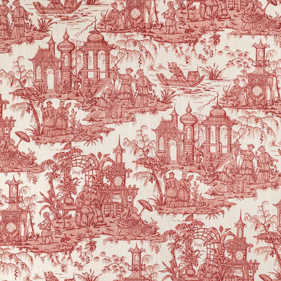 Sample 2020224.19.0 Pagoda Toile, Garnet by Lee Jofa Fabric