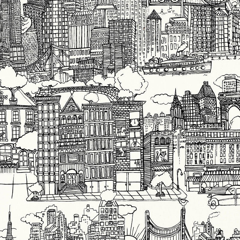 View 2643410 New York New York Black And White by Schumacher Fabric