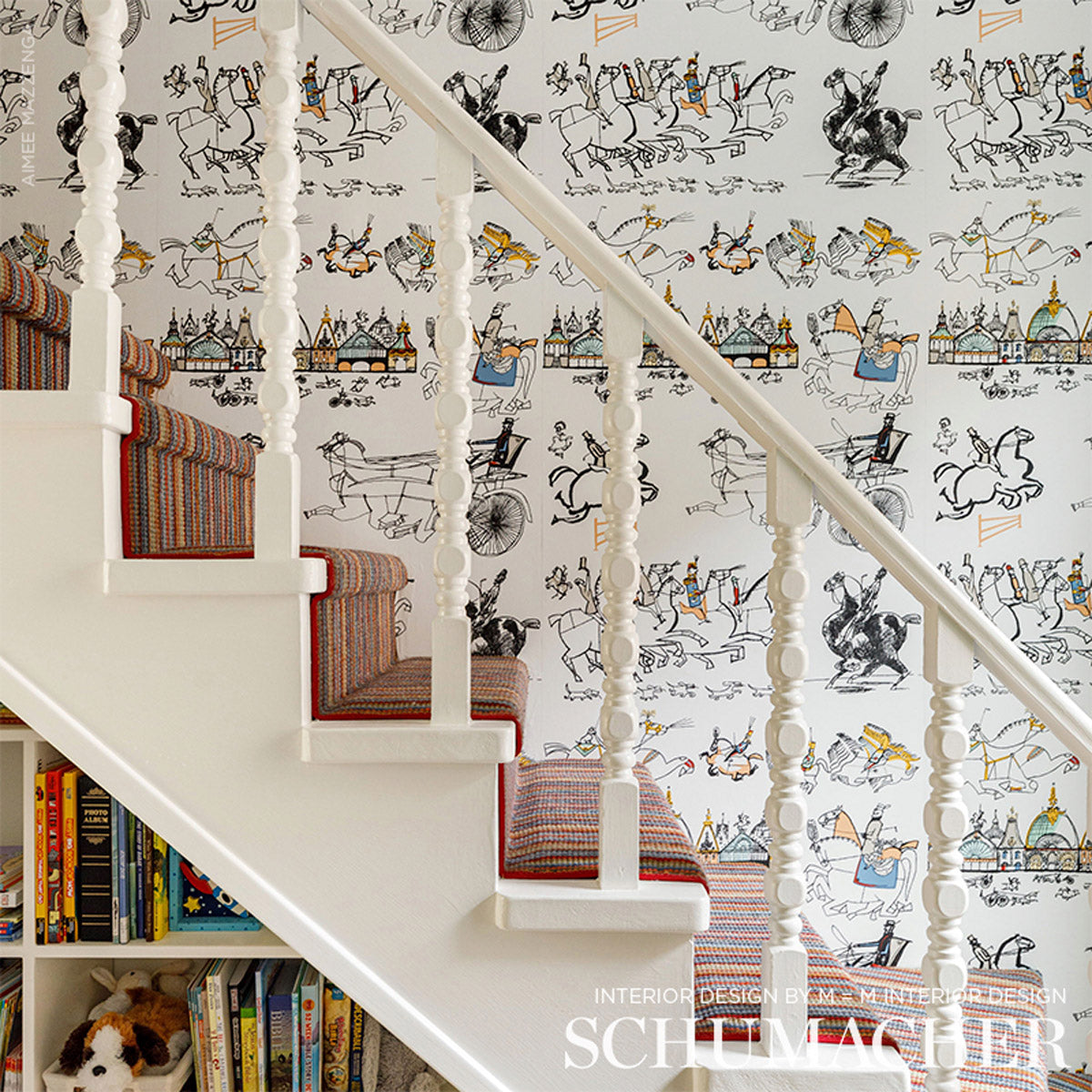 Purchase 2703960 | Horses, Multi On White - Schumacher Wallpaper