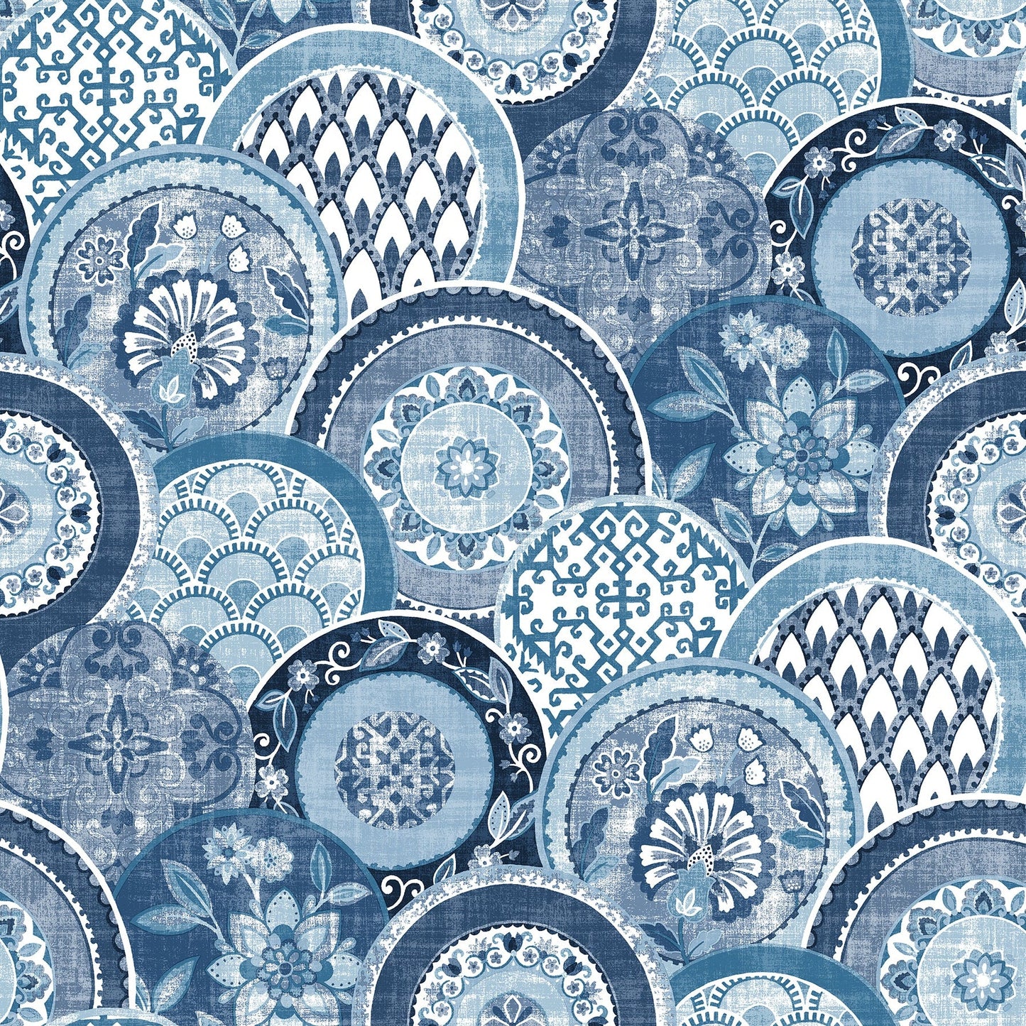 Purchase 2744-24148 Solstice, Blue Medallions by A-Street Prints Wallpaper