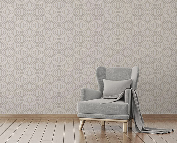 Purchase 2900-41738 Brewster Wallpaper, Quentin Neutral Ogee - Medley1