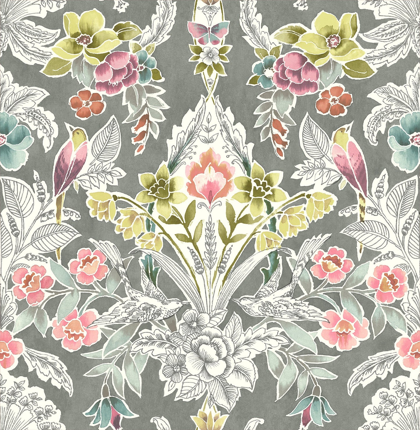 Purchase 2903-25860 Blue Bell, Vera Multicolor Floral Damask by A Street Prints Wallpaper