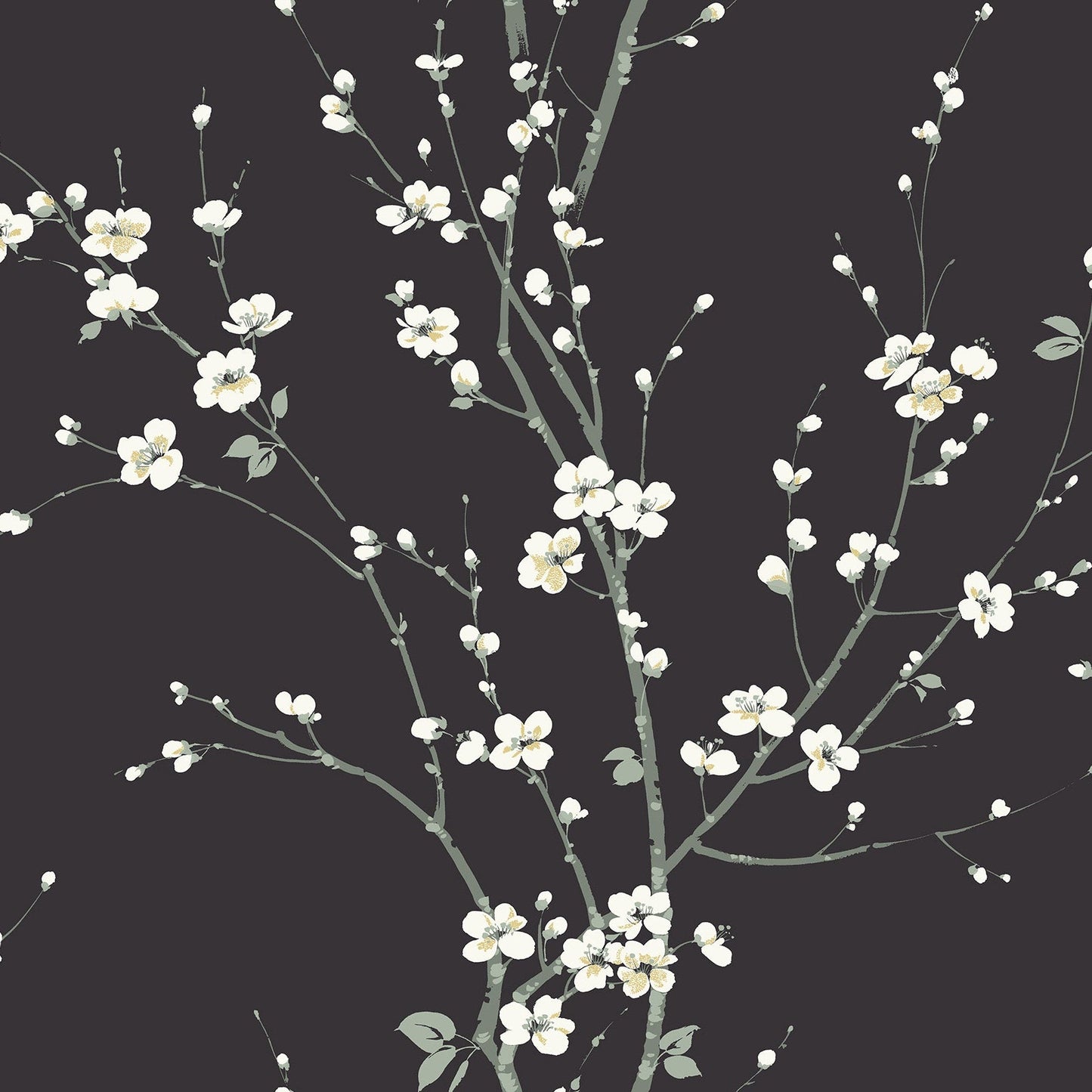 Purchase 2927-81800 Newport Monterey Black Floral Branch by A-Street Prints Wallpaper