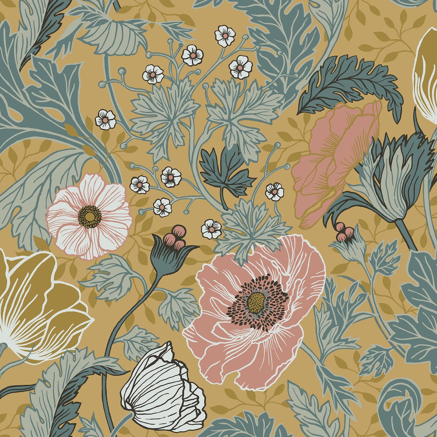 Purchase 2948-33002 Spring, Anemone Mustard Floral by A-Street Prints Wallpaper
