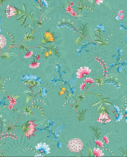 Purchase 300124 Pip Studio Vol. 5, La Majorelle Green Ornate Floral by Eijffinger Wallpaper