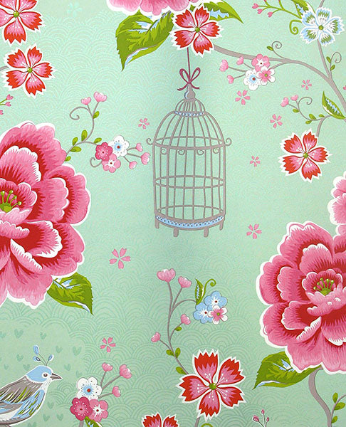 Purchase 300162 Pip Studio Vol. 5, Yuma Light Green Birds in Paradise by Eijffinger Wallpaper