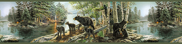 Purchase 3118-01531B Birch and Sparrow, Bear Necessities Mountain Lake by Chesapeake Wallpaper