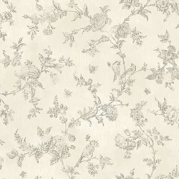 Purchase 3123-02193 Homestead, French Nightingale Brown Trail by Chesapeake Wallpaper