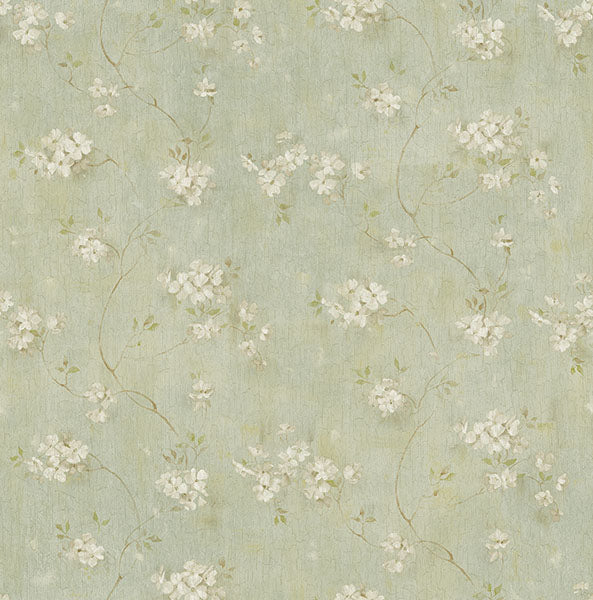 Purchase 3123-44107 Homestead, Braham Aqua Floral Trail by Chesapeake Wallpaper