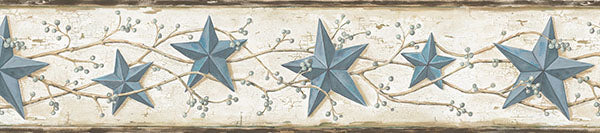 Purchase 3123-65366 Homestead, Heritage Blue Tin Star Border by Chesapeake Wallpaper