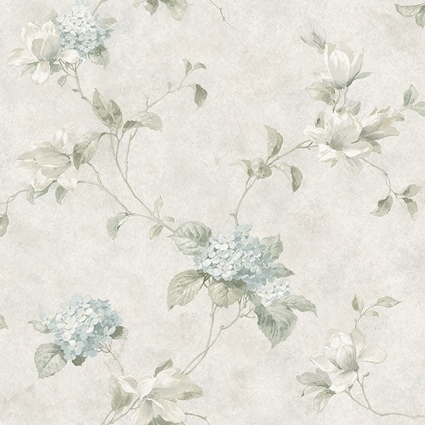Purchase 3123-76306 Homestead, Magnolia Light Blue Hydrangea Trail by Chesapeake Wallpaper