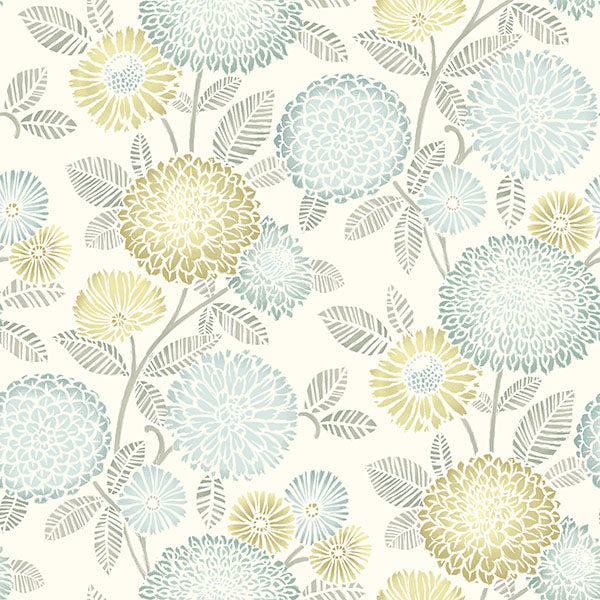 Purchase 3125-72330 Chesapeake Wallpaper, Zalipie Lime Floral Trail - Kinfolk