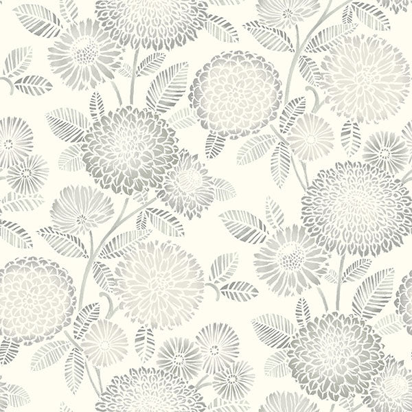 Purchase 3125-72331 Chesapeake Wallpaper, Zalipie Grey Floral Trail - Kinfolk