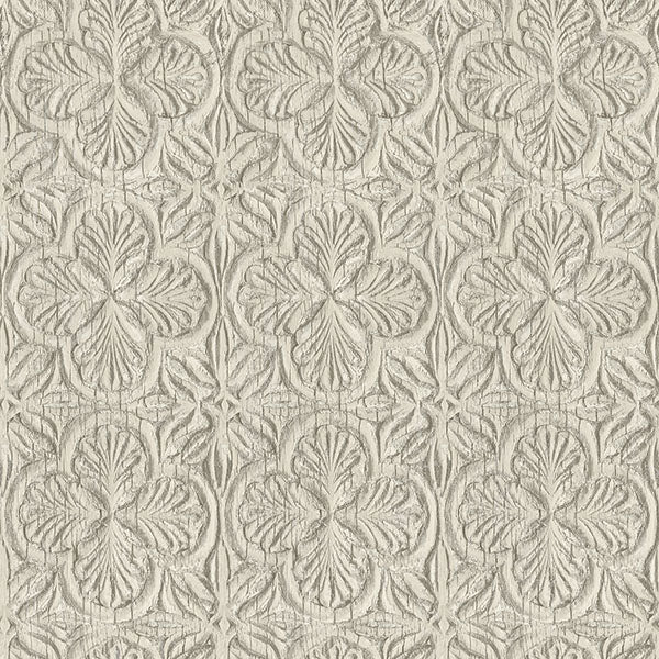 Purchase 3125-72336 Chesapeake Wallpaper, Karachi Taupe Wooden Damask - Kinfolk