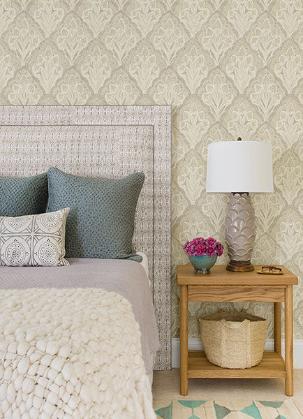 Purchase 3125-72339 Chesapeake Wallpaper, Mimir Dove Quilted Damask - Kinfolk1