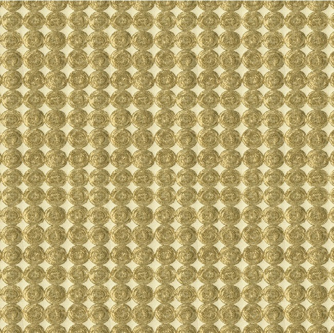 Sample 33557.4.0 Rare Coin White Gold Ivory Upholstery Metallic Fabric by Kravet Couture