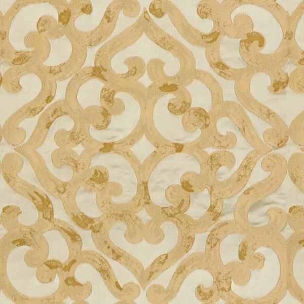Sample 33799.416.0 Kurrajong Gold Beige Upholstery Lattice Scrollwork Fabric by Kravet Design