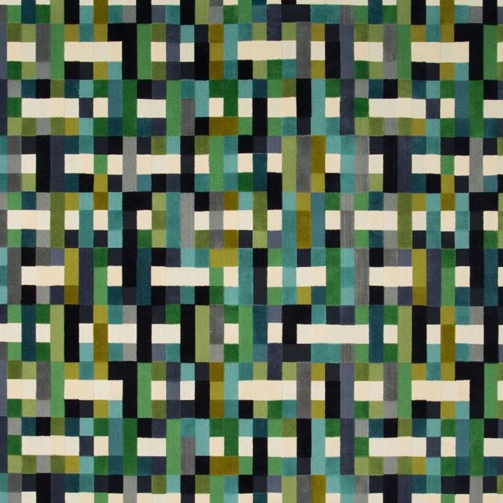 Sample 34916.315.0 Abstract Moment Peacock Green Upholstery Plaid Fabric by Kravet Couture