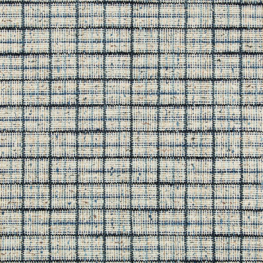 Sample 35188.1516.0 Wenthworth Check Marine Ivory Upholstery Plaid Fabric by Kravet Couture