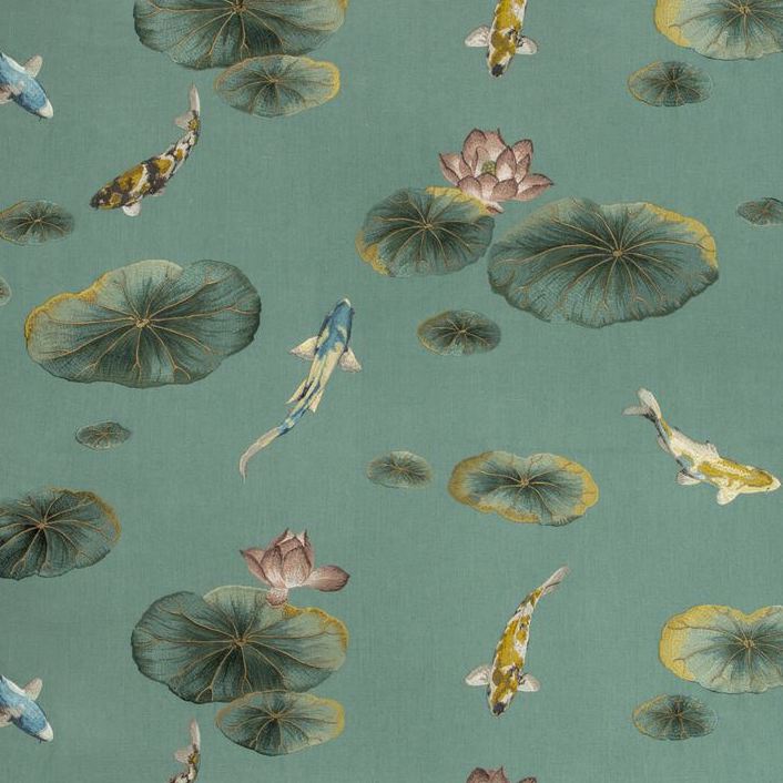 Sample 35460.35.0 Lotus Pond Sage Teal Multipurpose Asian Fabric by Kravet Couture
