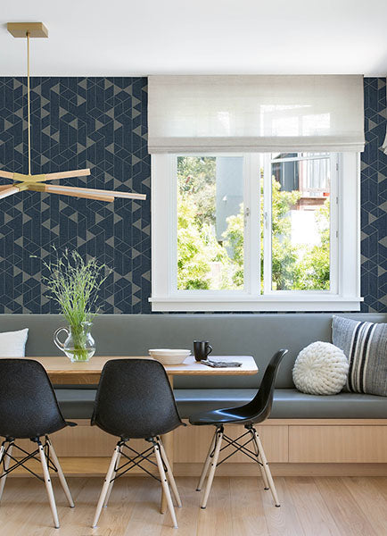 Purchase 4034-26775 A-Street Wallpaper, Fairbank Navy Linen Geometric - Scott Living III12