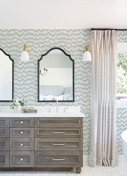 Purchase 4034-26776 A-Street Wallpaper, Holmby Seafoam Brushstroke Zigzag - Scott Living III12