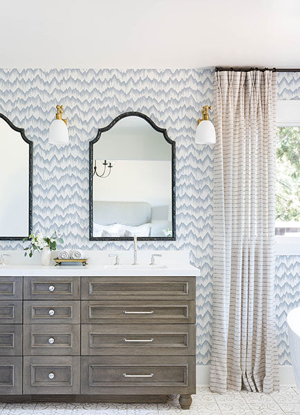 Purchase 4034-26777 A-Street Wallpaper, Holmby Light Blue Brushstroke Zigzag - Scott Living III12