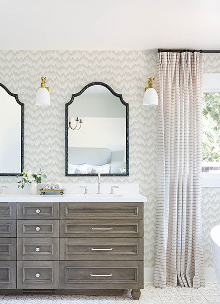 Purchase 4034-26778 A-Street Wallpaper, Holmby Bone Brushstroke Zigzag - Scott Living III12