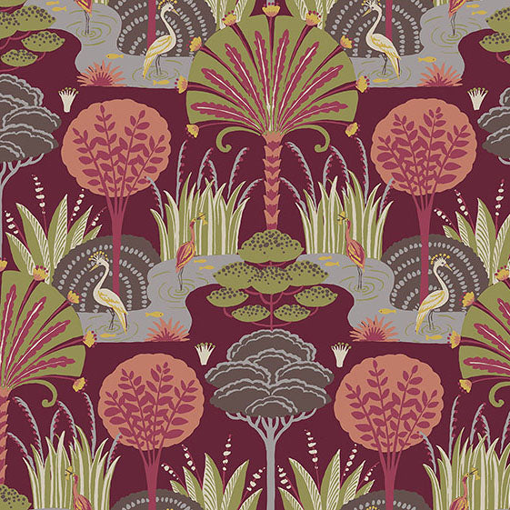 Purchase 4034-72122 A-Street Wallpaper, Mandeville Rasberry Tropical Paradise - Scott Living III