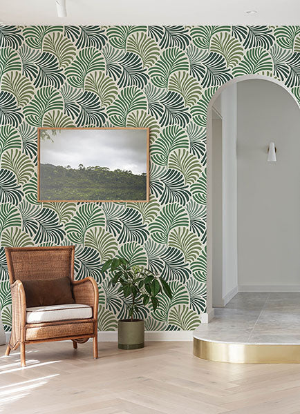 Purchase 4034-72127 A-Street Wallpaper, Trousdale Green Fanning Flora - Scott Living III12