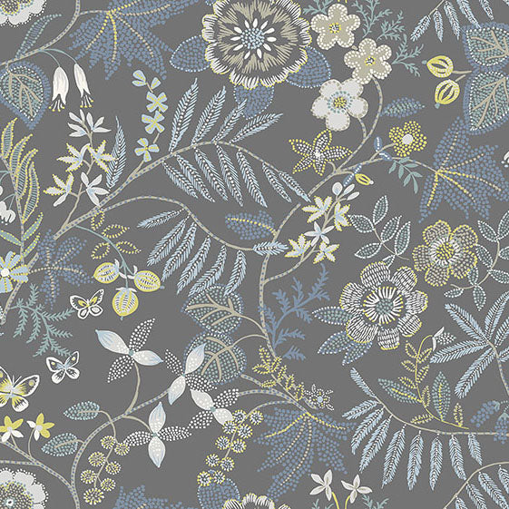Purchase 4034-72136 A-Street Wallpaper, Marilyn Light Grey Floral Trail - Scott Living III