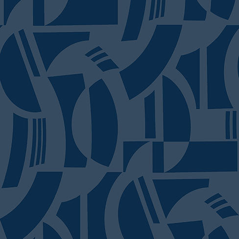 Purchase 4034-87381 A-Street Wallpaper, Carter Indigo Geometric Flock - Scott Living III