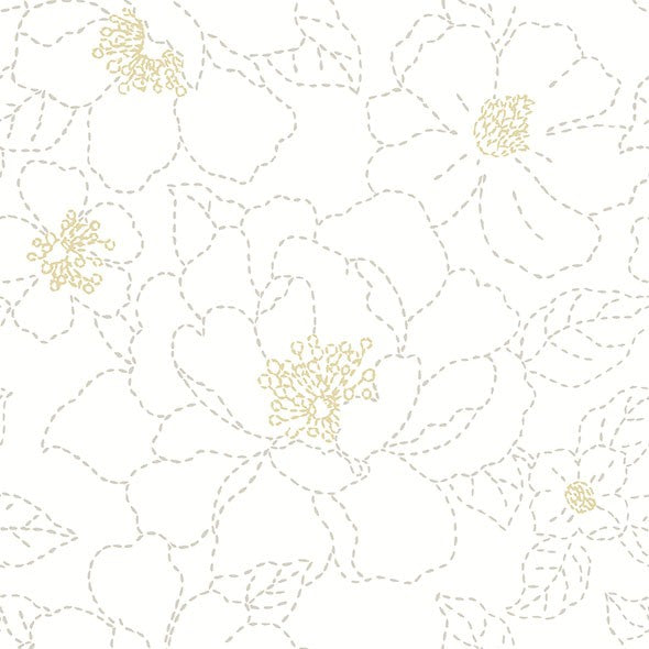 Purchase 4122-27007 A-Street Wallpaper, Gardena White Embroidered Floral - Terrace